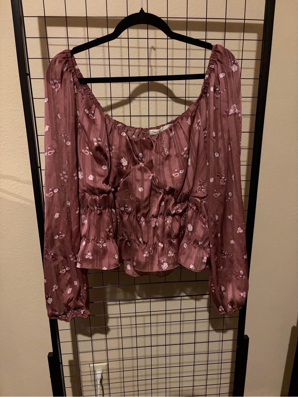 Liberty Love Mauve Floral Peasant Blouse